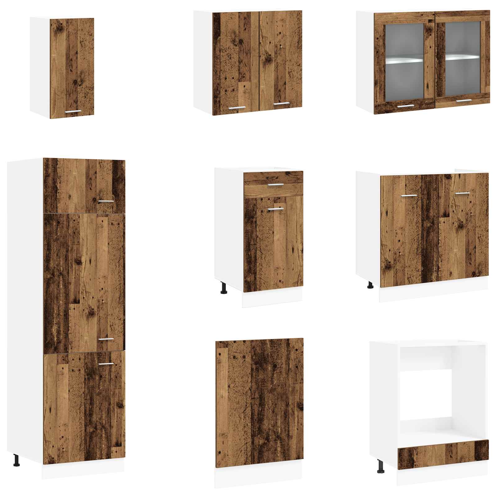 Kuhinjska jedinica Lyon 8 pcs Staro drvo Konstruirano drvo