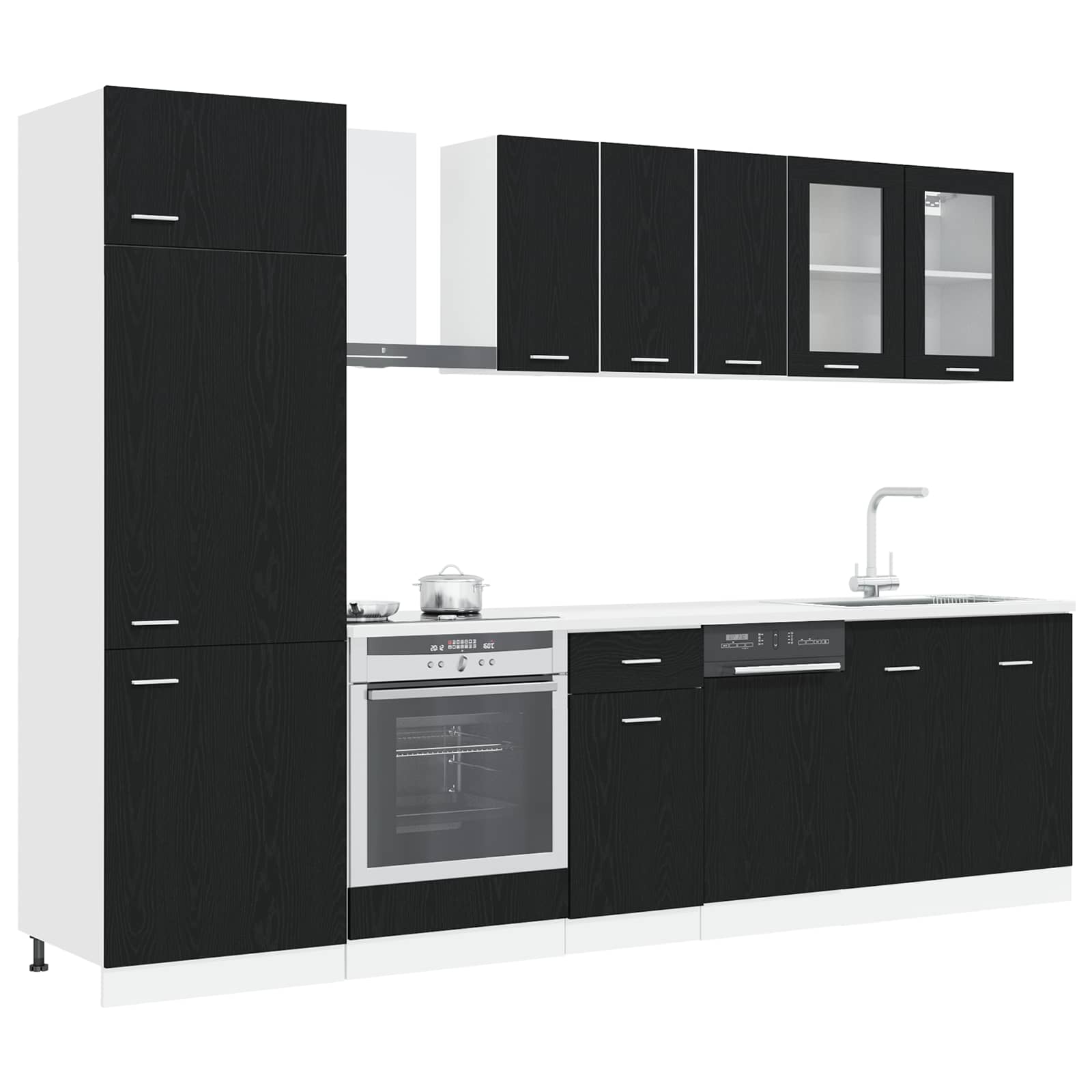 Kuhinjska jedinica Lyon 8 pcs Crni hrast Konstruirano drvo