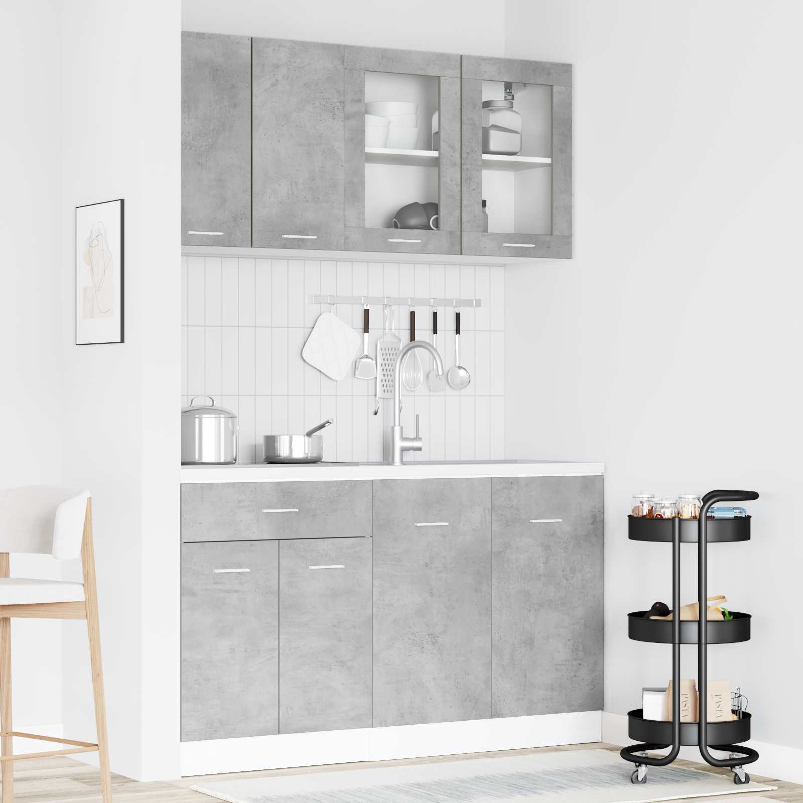 Kuhinjska jedinica Lyon 4 pcs Betonska siva Konstruirano drvo