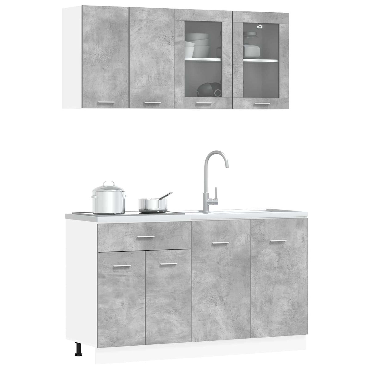 Kuhinjska jedinica Lyon 4 pcs Betonska siva Konstruirano drvo