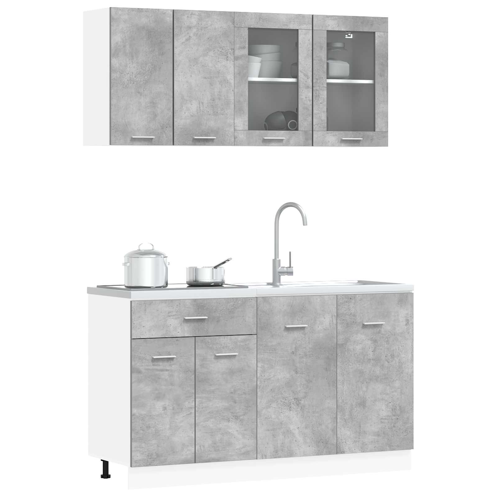 Kuhinjska jedinica Lyon 4 pcs Betonska siva Konstruirano drvo