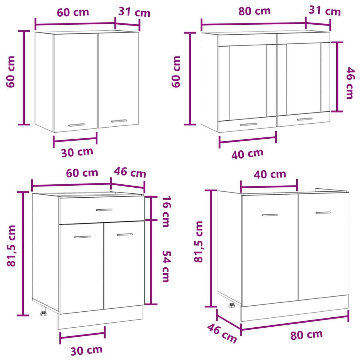 Kuhinjska jedinica Lyon 4 pcs Betonska siva Konstruirano drvo