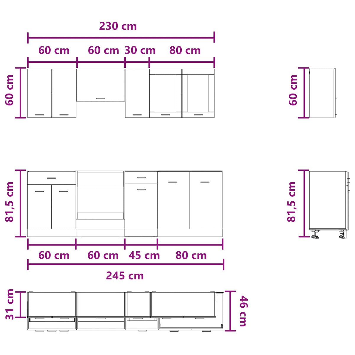 Kuhinjska jedinica Lyon 8 pcs Konstruirano drvo