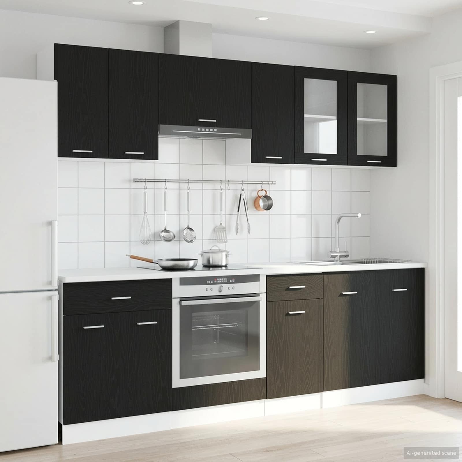 Kuhinjska jedinica Lyon 8 pcs Crni hrast Konstruirano drvo