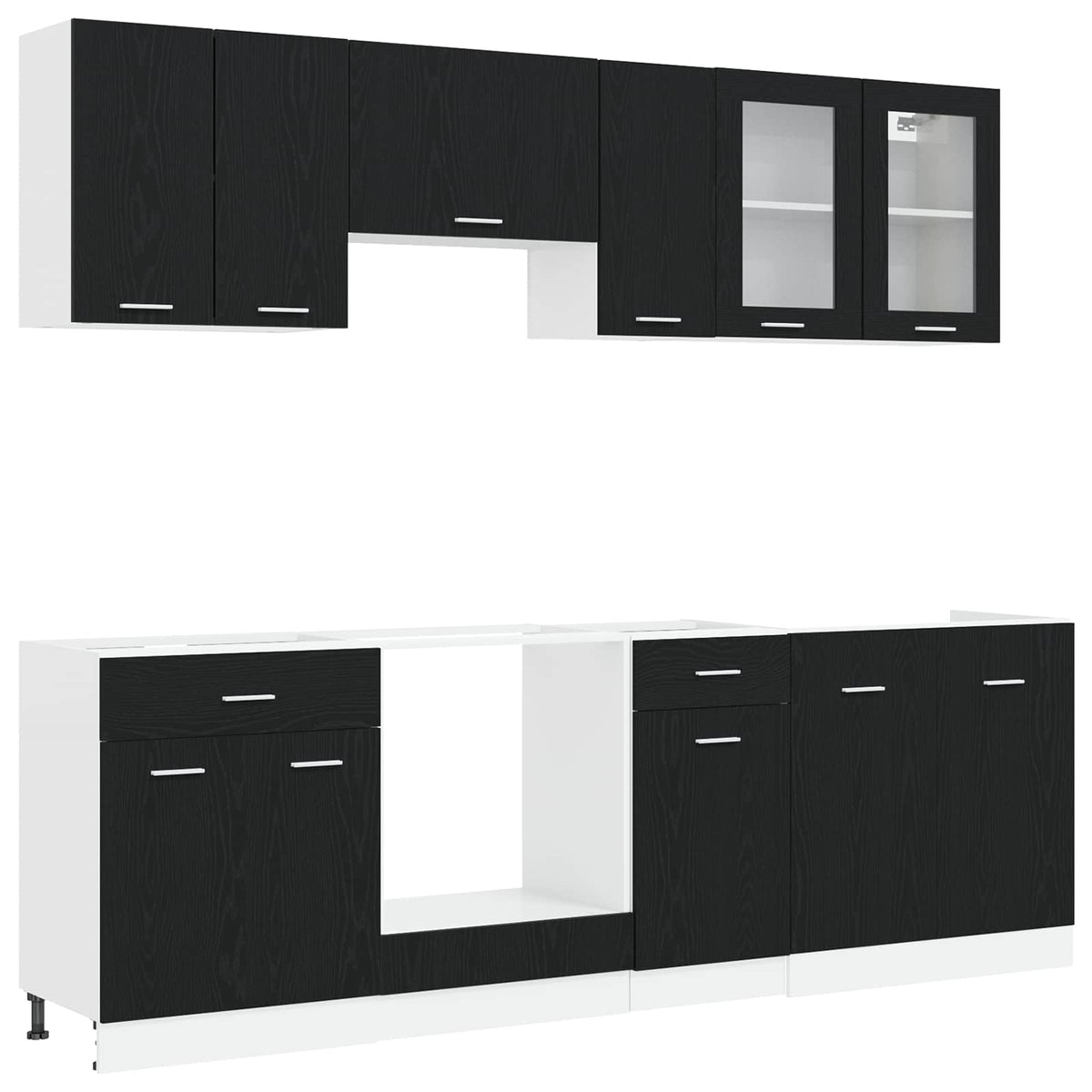 Kuhinjska jedinica Lyon 8 pcs Crni hrast Konstruirano drvo
