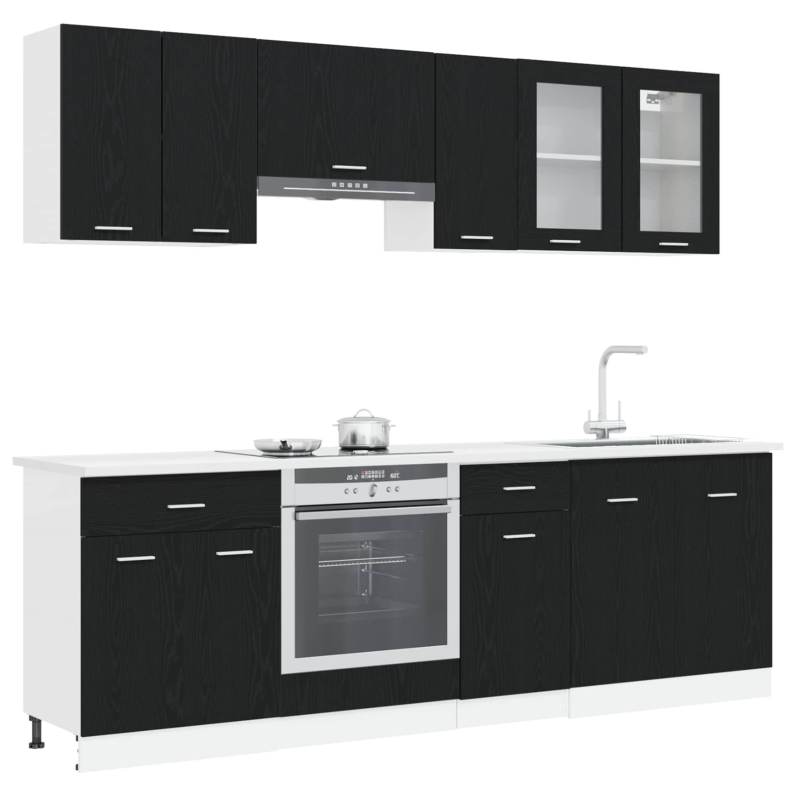 Kuhinjska jedinica Lyon 8 pcs Crni hrast Konstruirano drvo