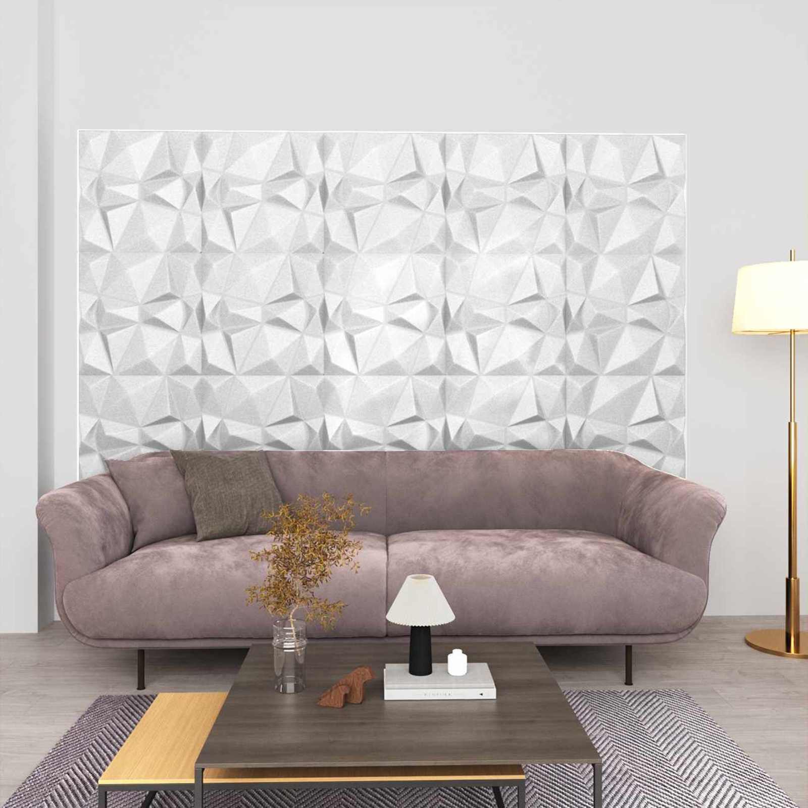 Zidne panele 12 pcs Dijamant bijela 50 x 50 cm XPS pjena