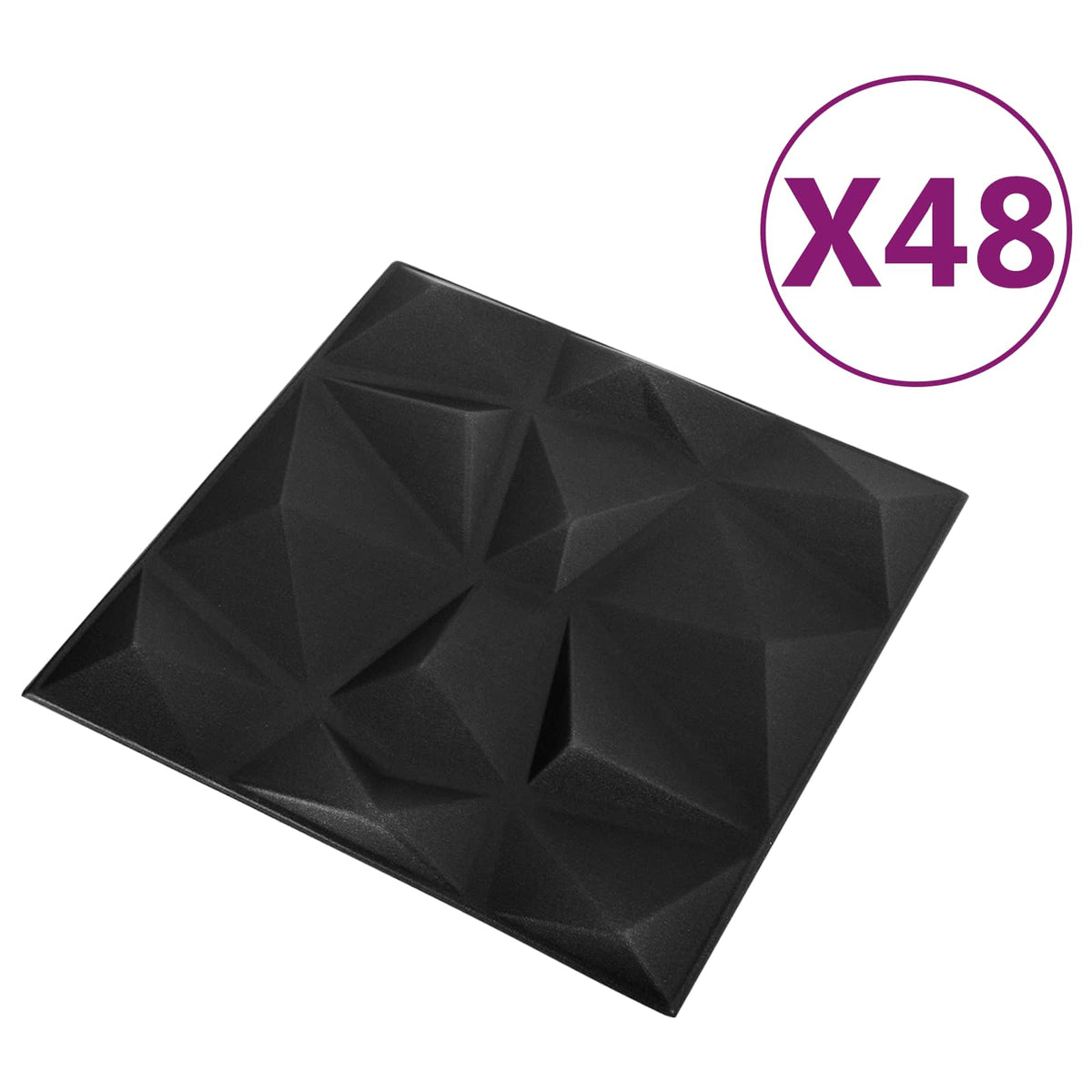 Zidne panele 48 pcs Dijamant crna 50 x 50 cm XPS pjena