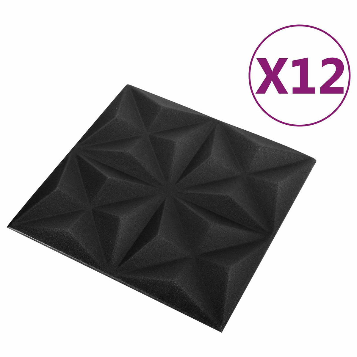 Zidne panele 12 pcs Origami crna 50 x 50 cm XPS pjena