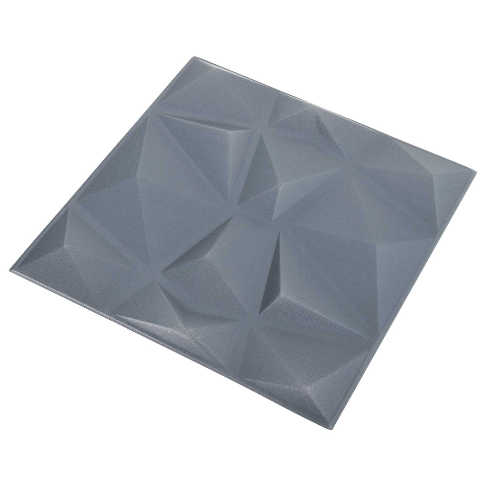 Zidne panele 12 pcs Dijamant siva 50 x 50 cm XPS pjena