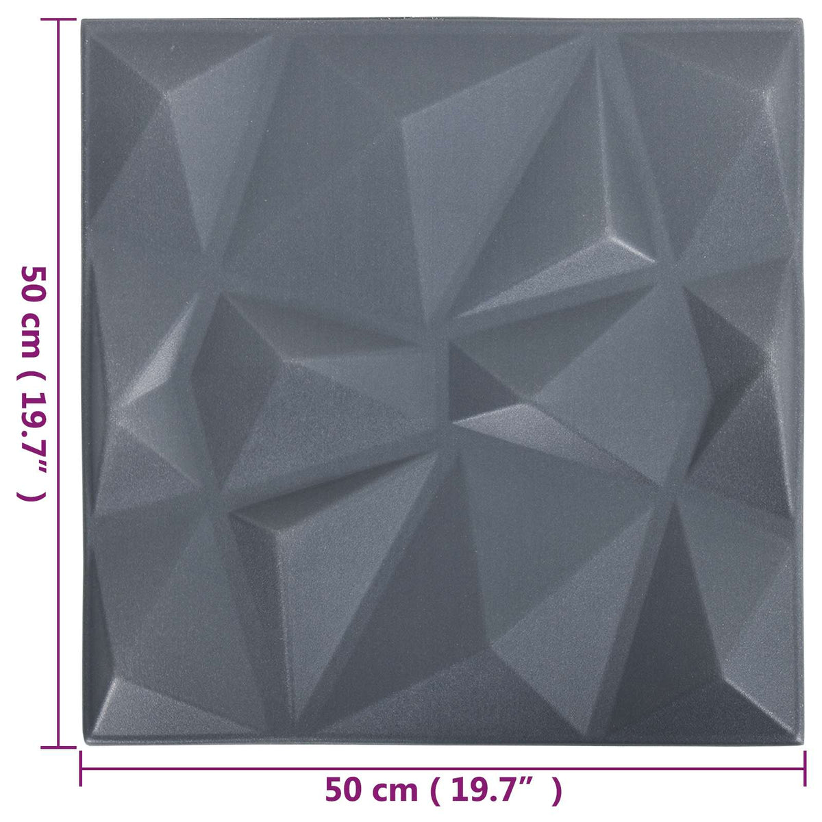 Zidne panele 48 pcs Dijamant siva 50 x 50 cm XPS pjena
