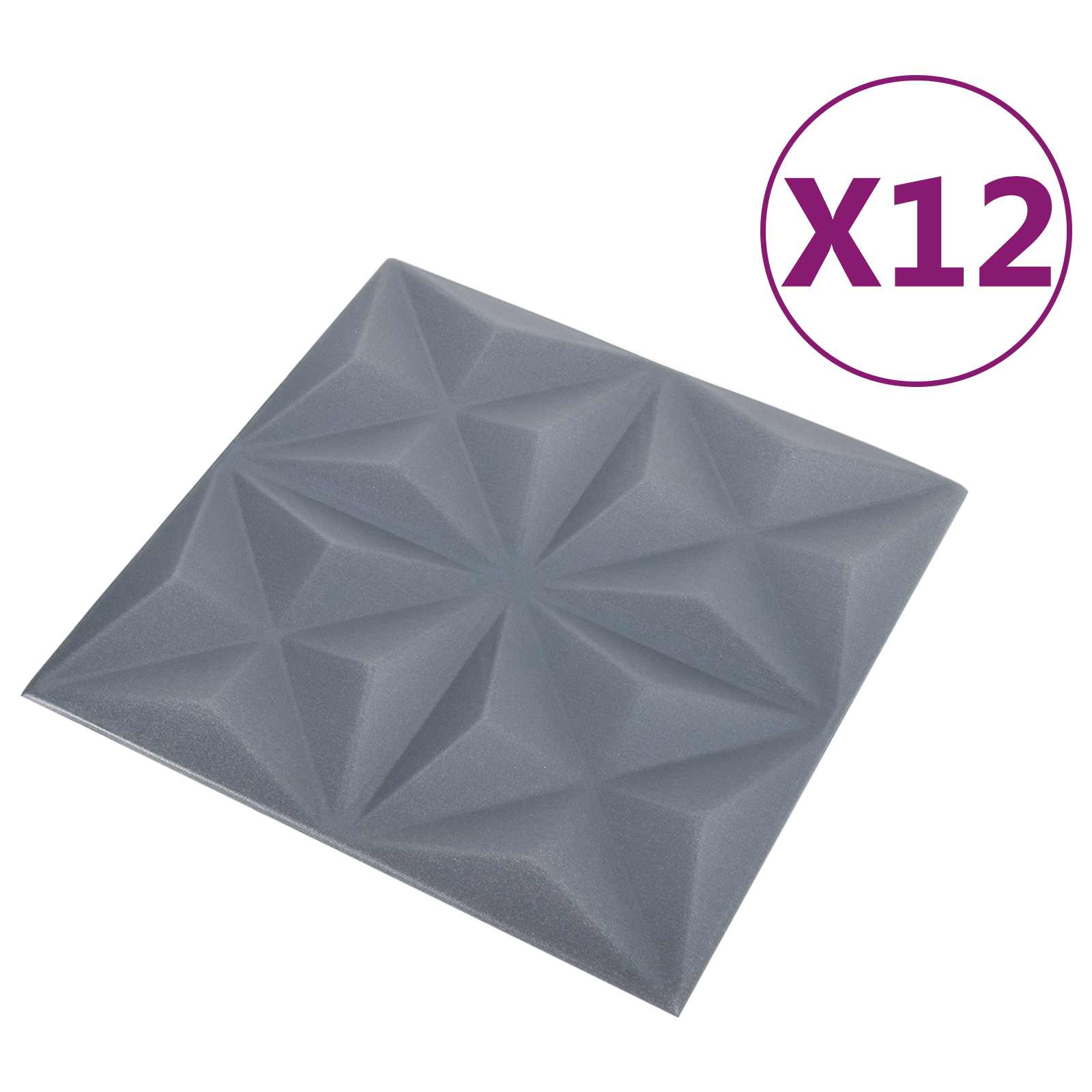 Zidne panele 12 pcs Origami siva 50 x 50 cm XPS pjena