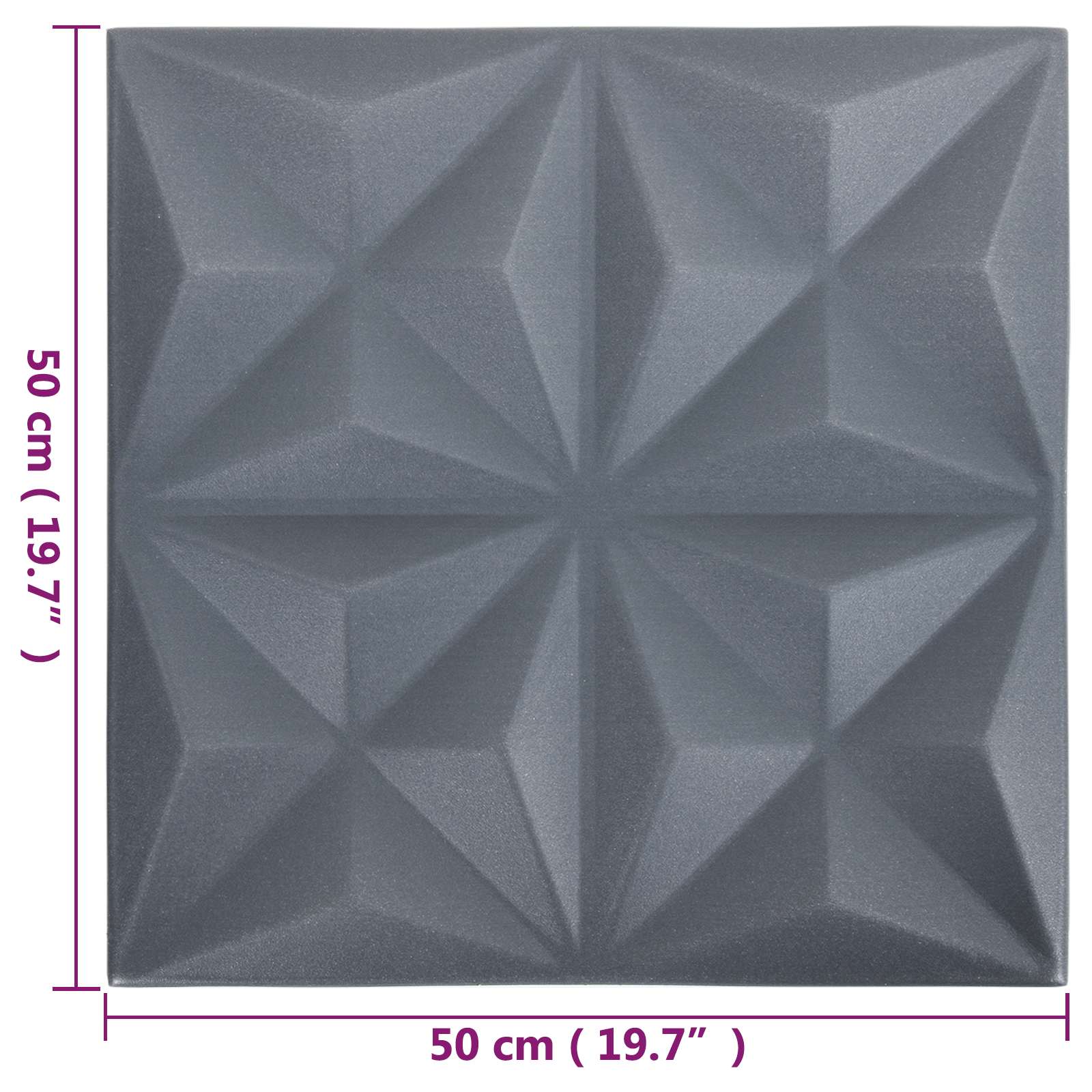 Zidne panele 24 pcs Origami siva 50 x 50 cm XPS pjena