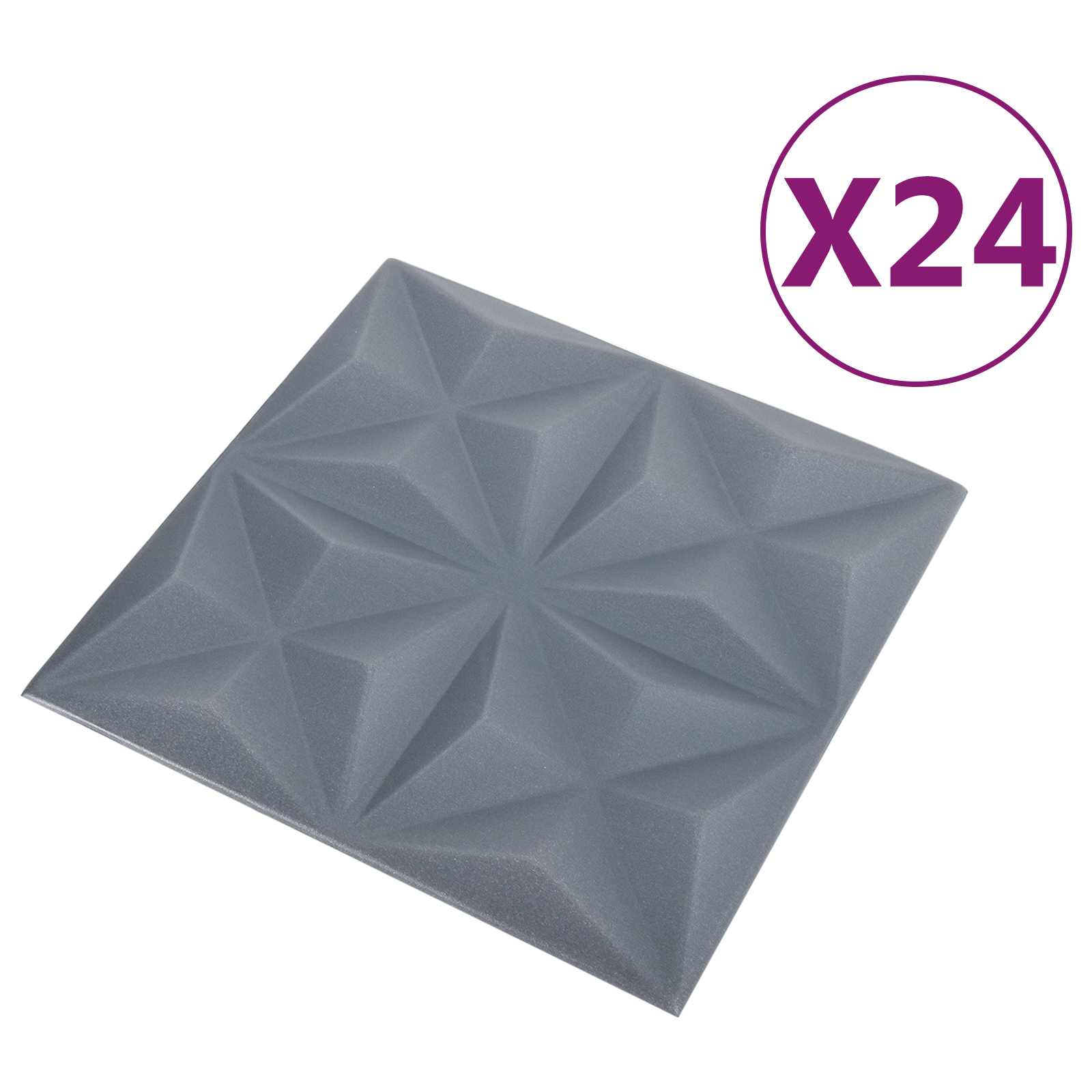 Zidne panele 24 pcs Origami siva 50 x 50 cm XPS pjena