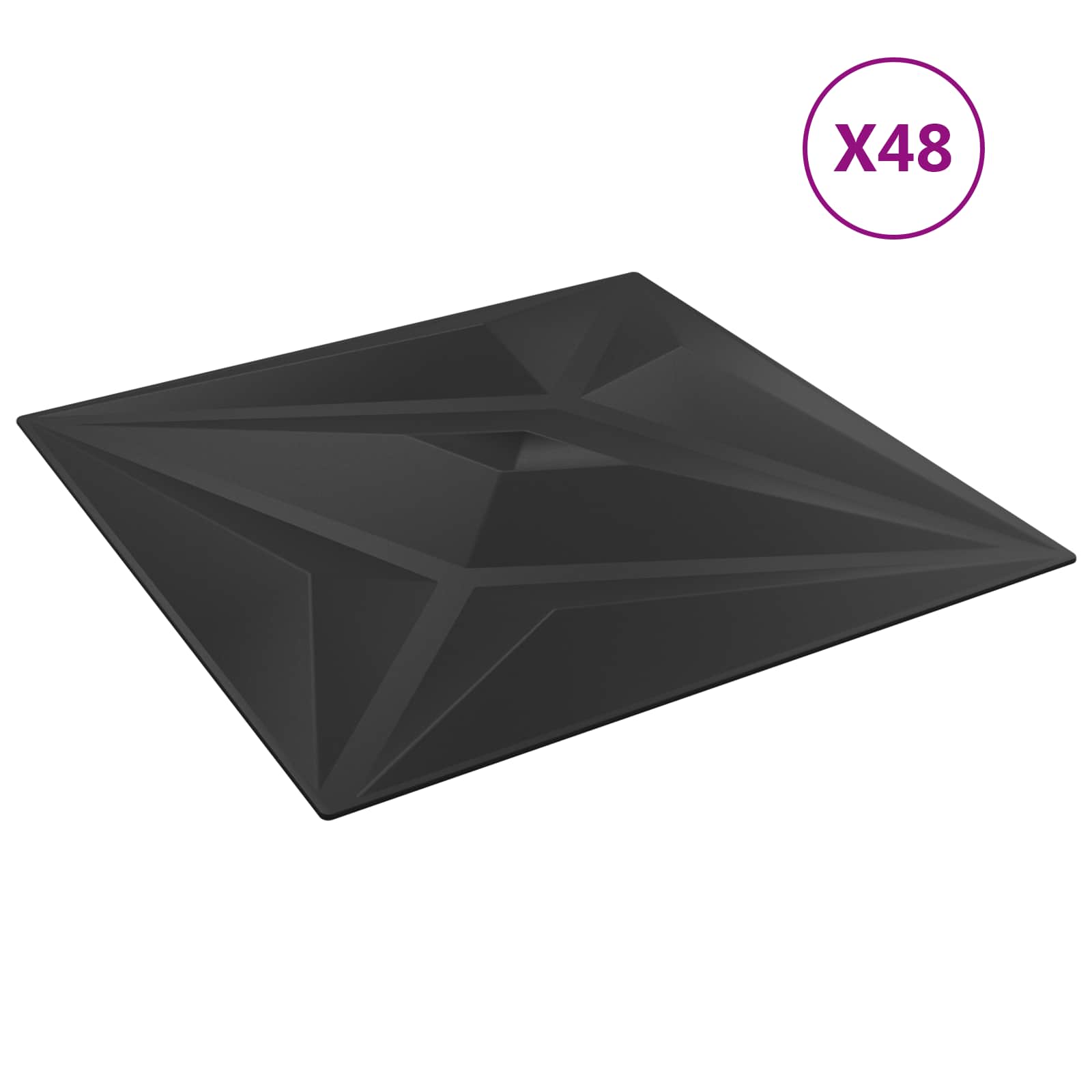 Zidne panele Zvijezda 48 pcs Crna zvijezda 50 x 50 cm XPS pjena