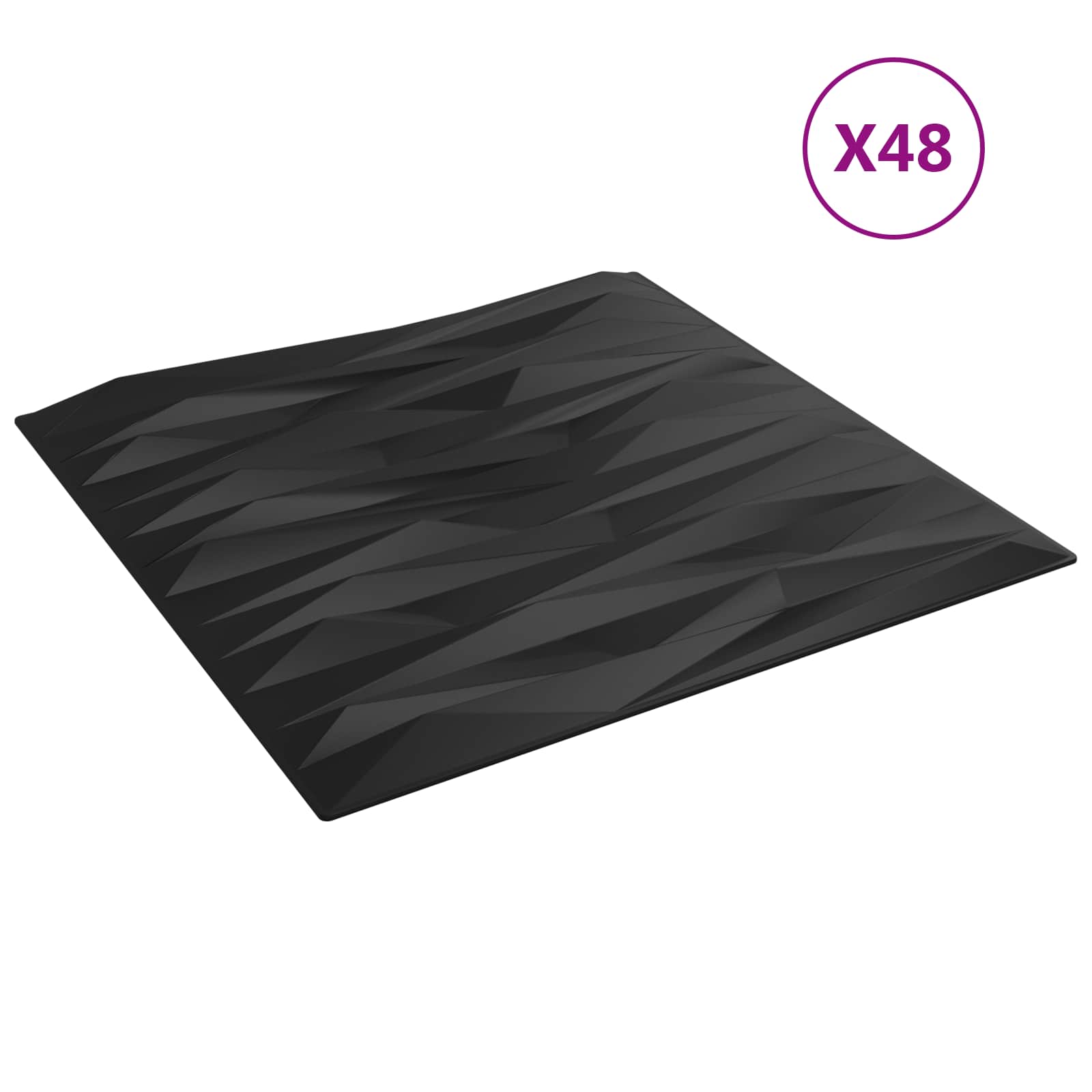 Zidne panele 48 pcs Crni kamen 50 x 50 cm XPS pjena