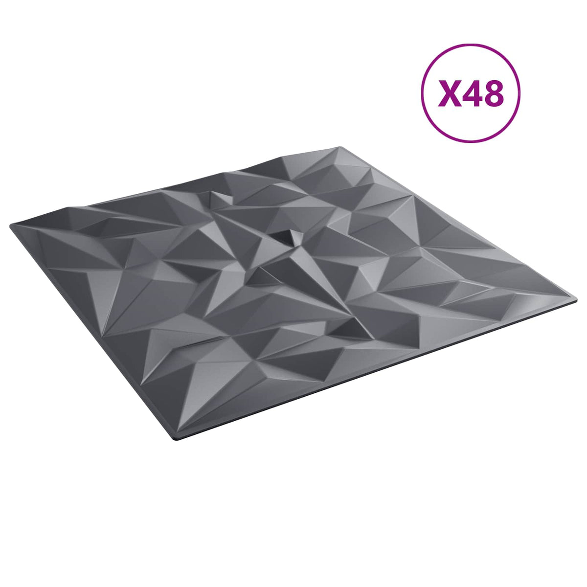 Zidne panele 48 pcs Ametist siva 50 x 50 cm XPS pjena