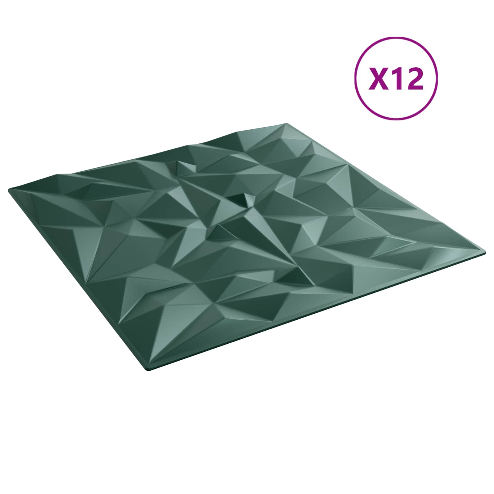Zidne panele 12 pcs Ametist zelena 50 x 50 cm XPS pjena