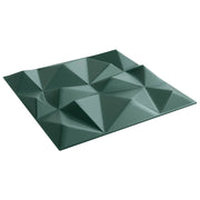 Zidne panele 12 pcs Dijamant zelena 50 x 50 cm XPS pjena
