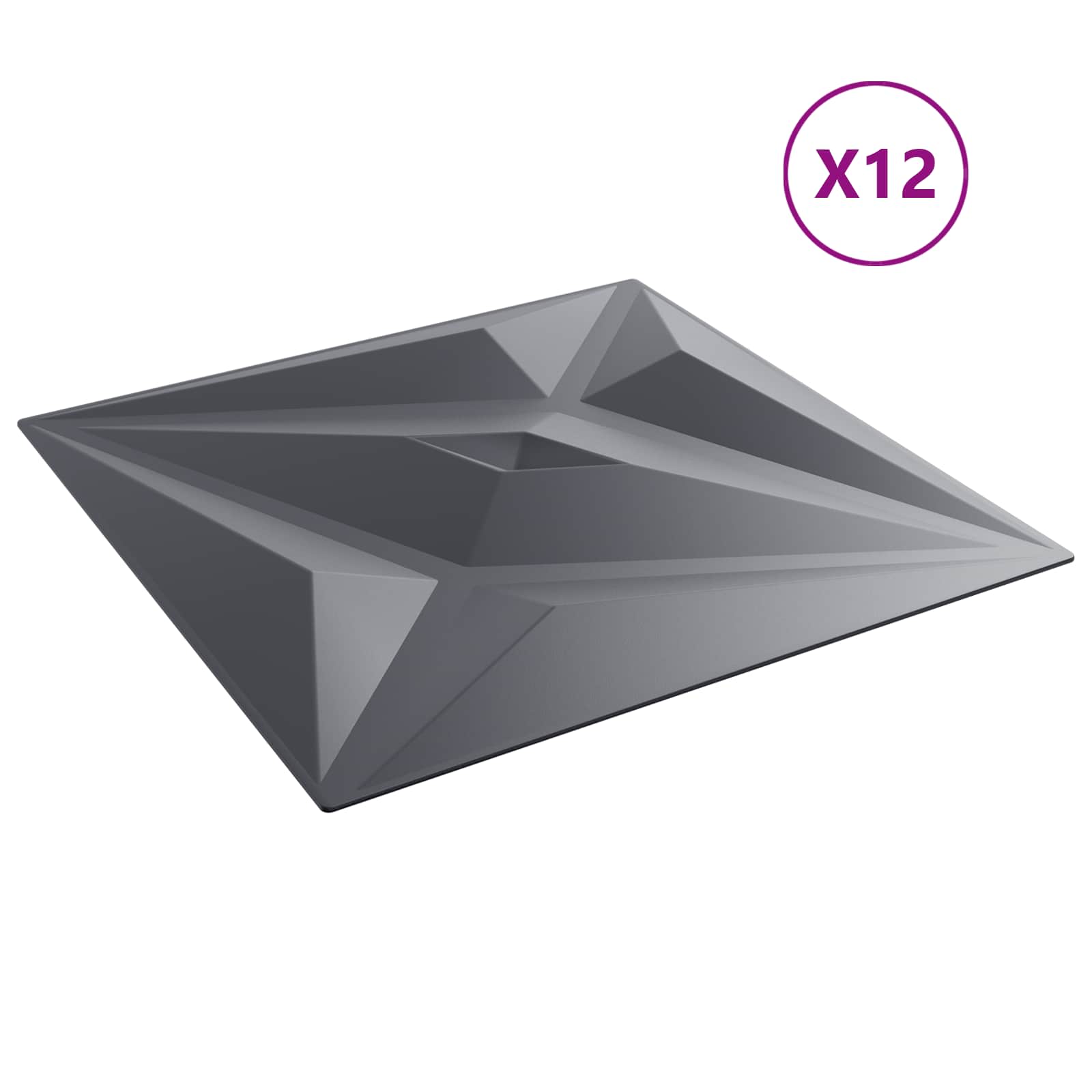 Zidne panele Zvijezda 12 pcs Zvijezda siva 50 x 50 cm XPS pjena