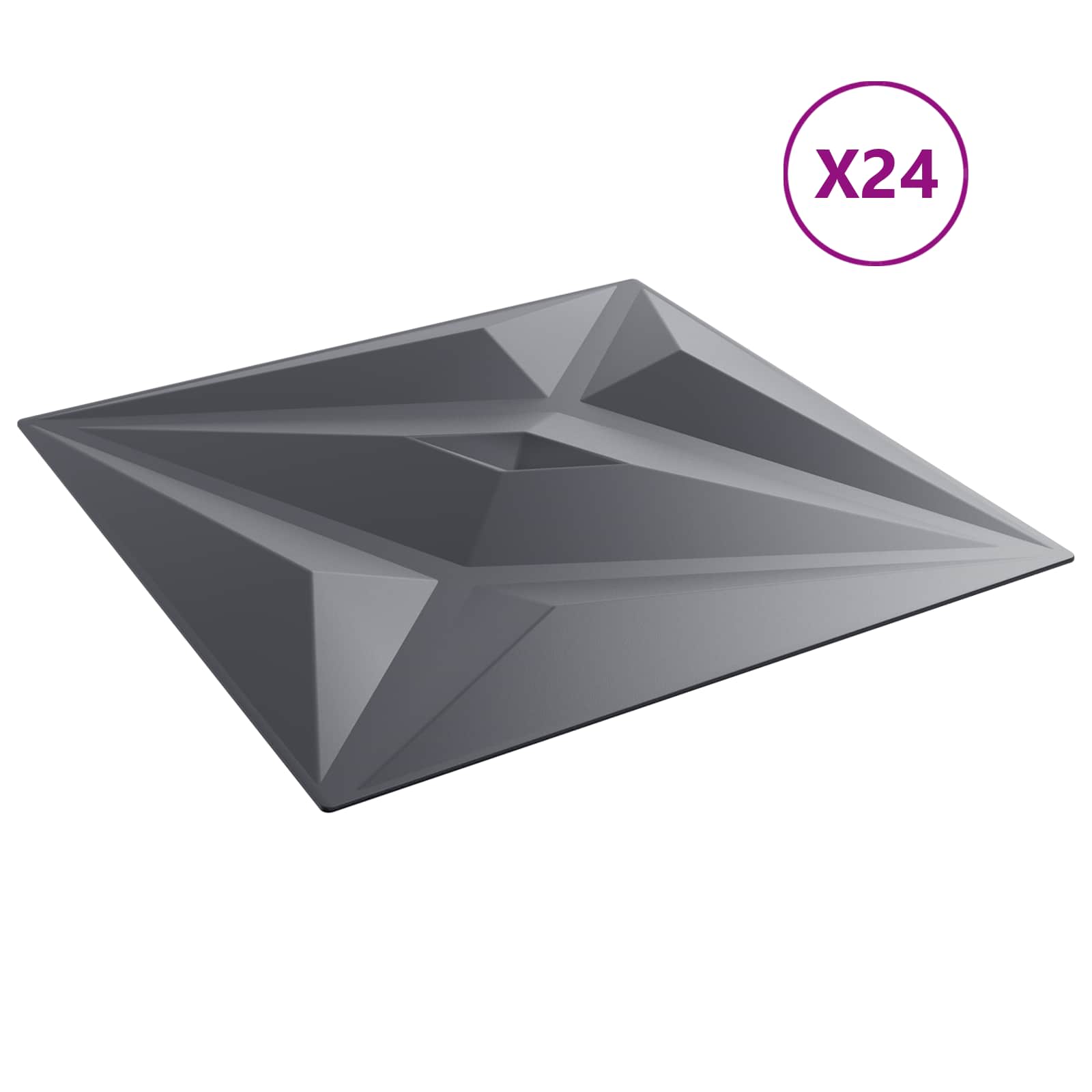 Zidne panele Zvijezda 24 pcs Zvijezda siva 50 x 50 cm XPS pjena