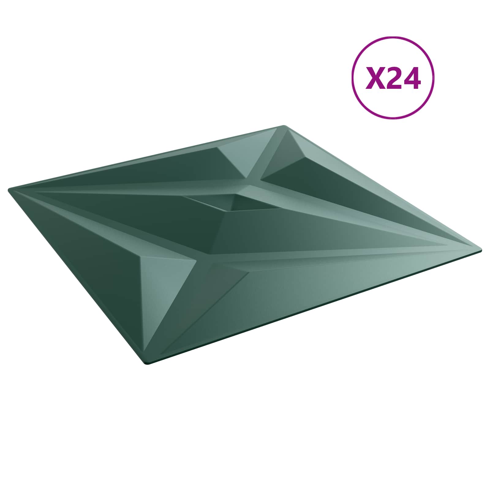 Zidne panele 24 pcs Zvijezda zelena 50 x 50 cm XPS pjena