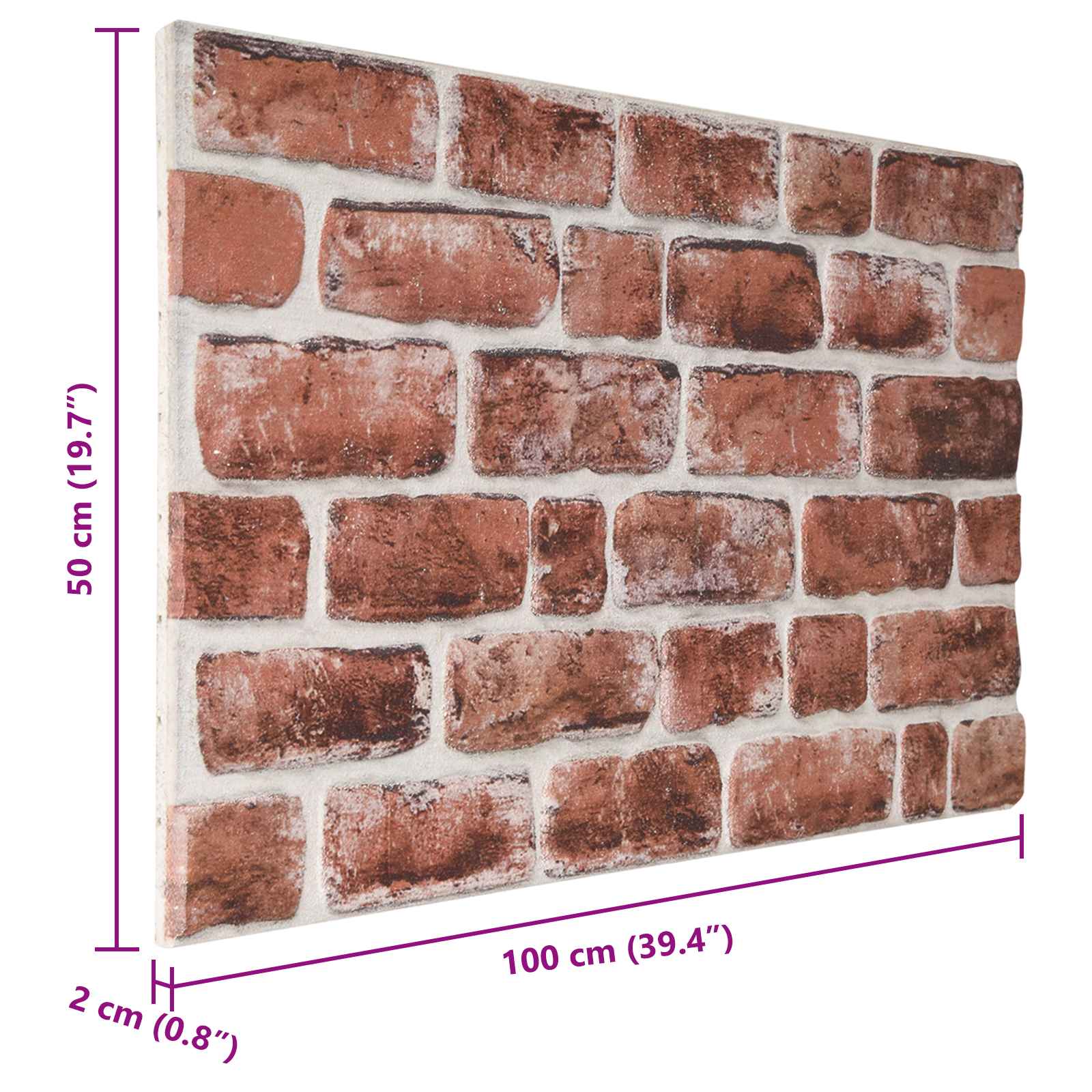 Zidne panele 10 pcs Tamno smeđa i bijela 100 x 50 cm EPS pjena