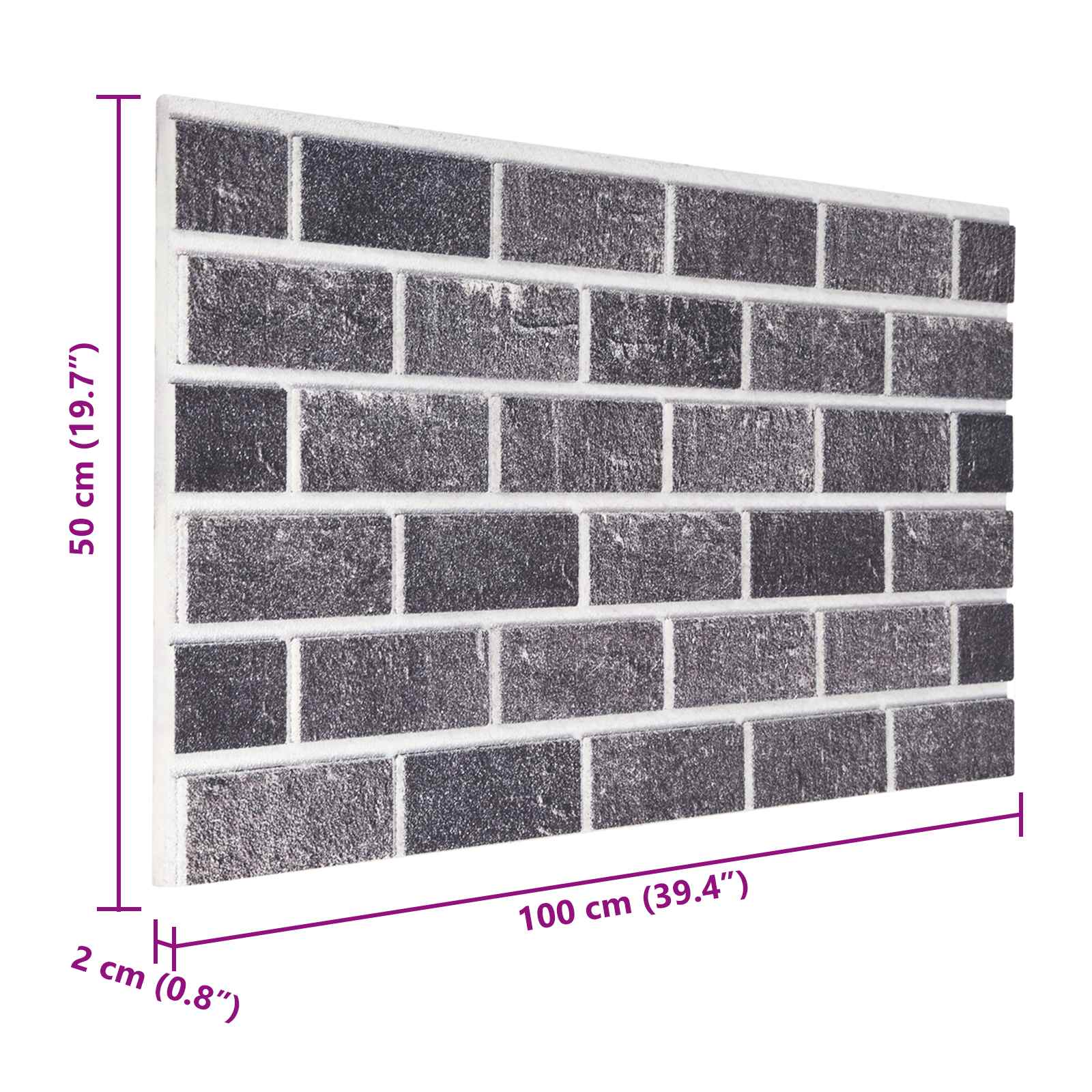 Zidne panele 10 pcs Crna i Siva 100 x 50 cm EPS pjena