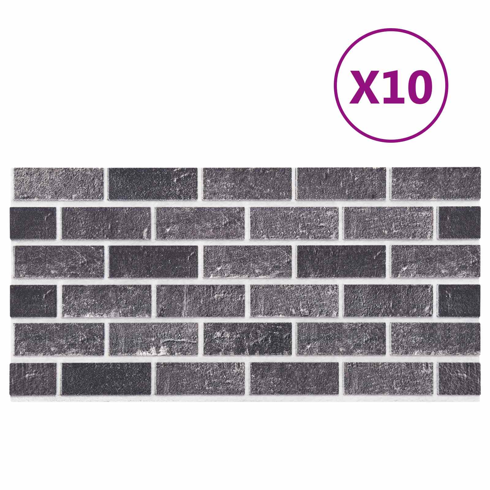 Zidne panele 10 pcs Crna i Siva 100 x 50 cm EPS pjena