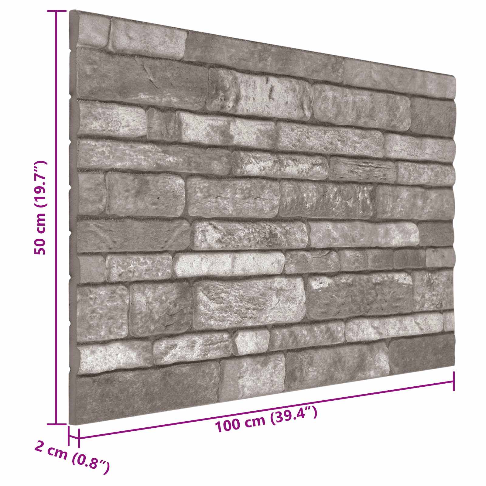 Zidne panele 10 pcs Tamnosiva 100 x 50 cm EPS pjena