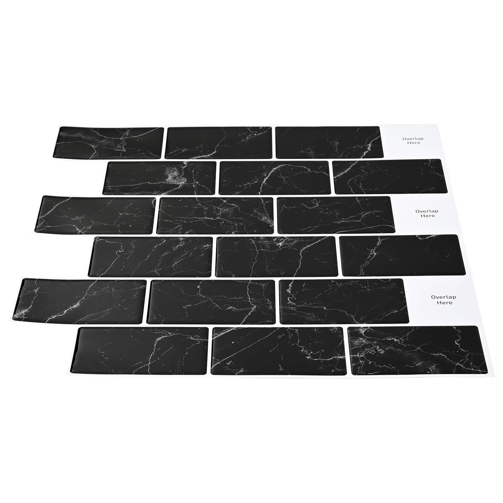 Subway pločica 10 pcs Crni mramor 30 x 30 cm Poliuretan i PET