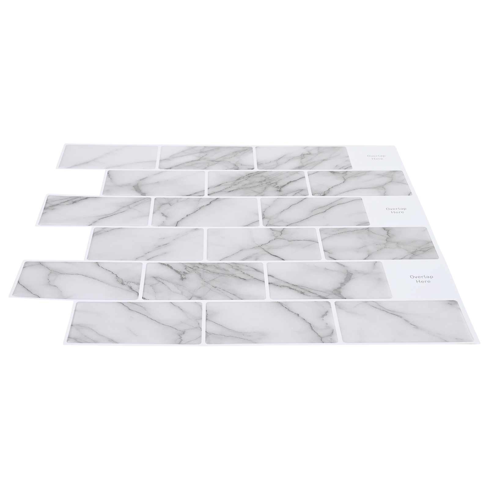 Subway pločica 50 pcs Bijeli mramor 30 x 30 cm Poliuretan i PET