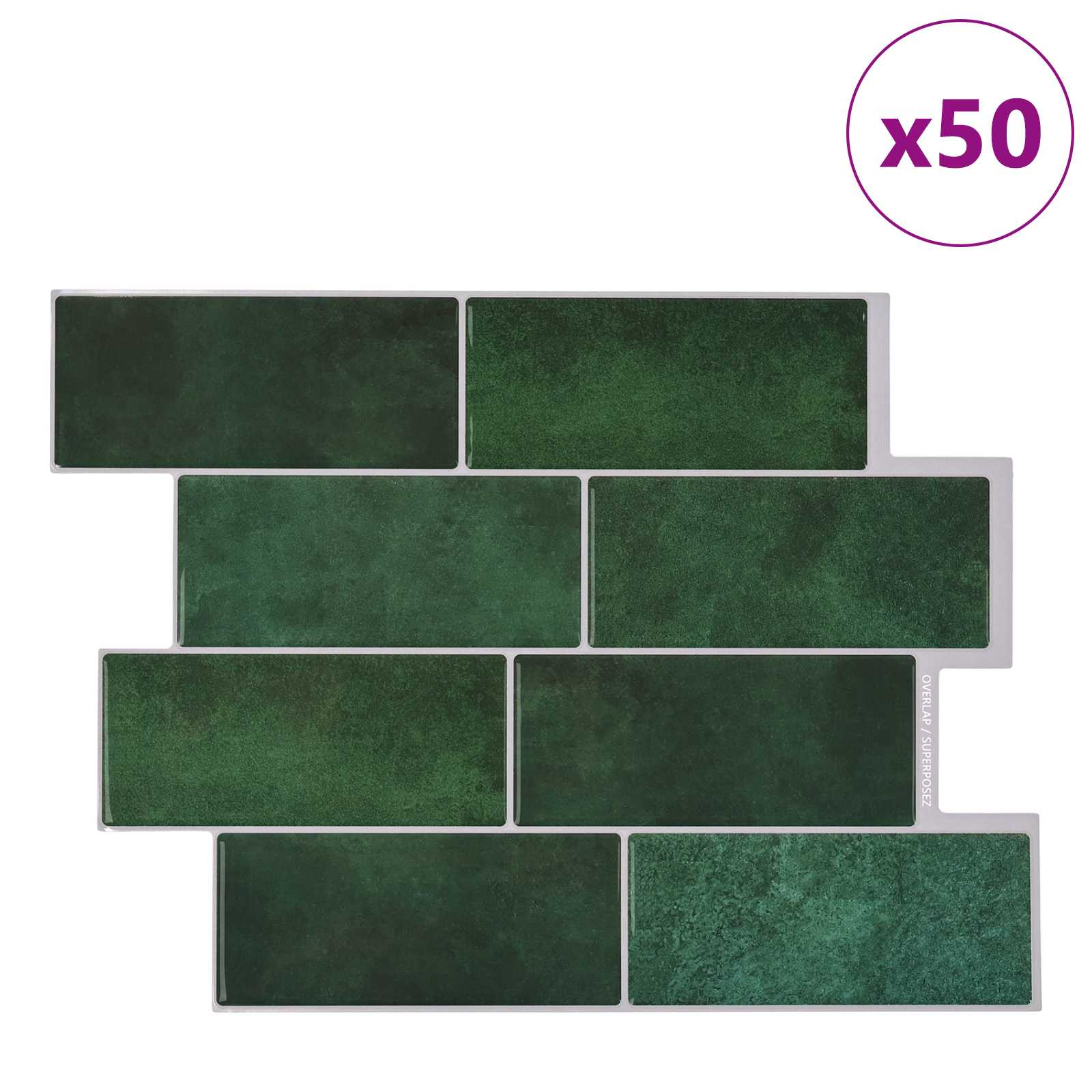 Subway pločica 50 pcs Tamnozelena 29 x 21 cm Poliuretan i PET