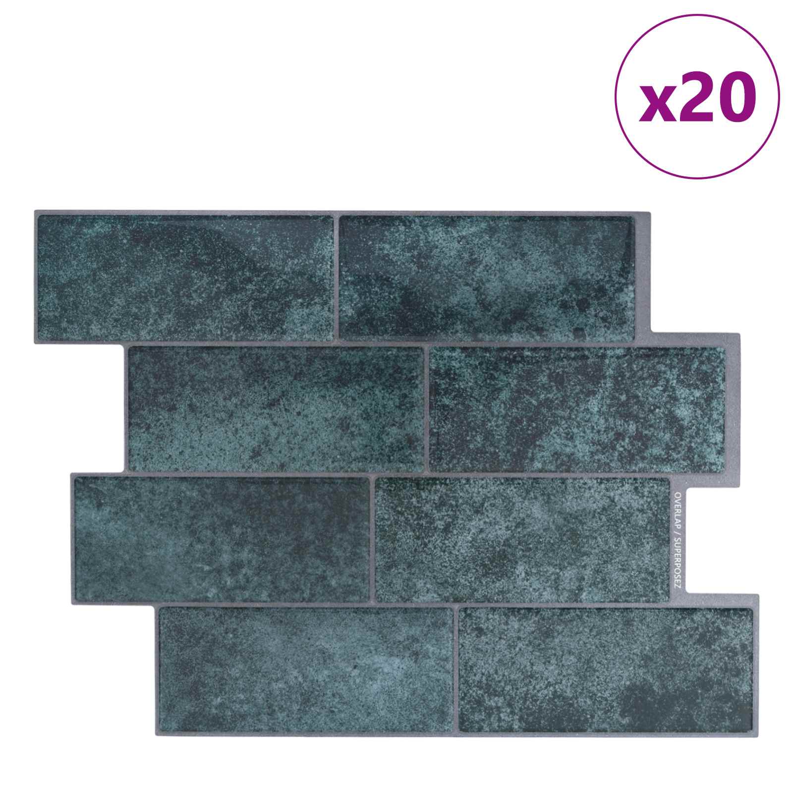 Subway pločica 20 pcs Plava Zelena 29 x 21 cm Poliuretan i PET