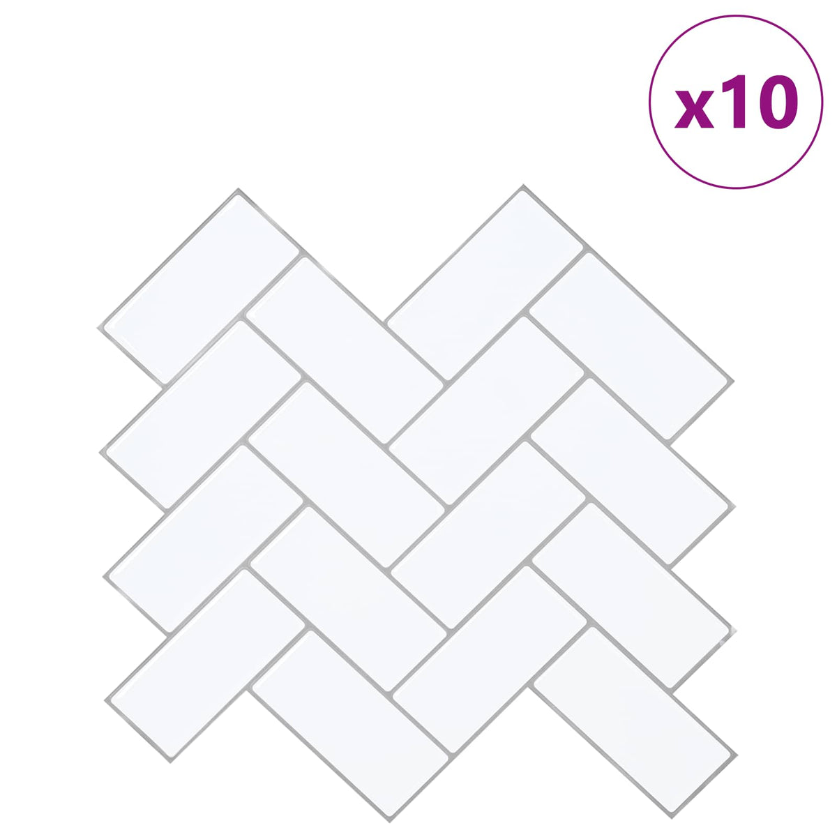Pločica riblja kost 10 pcs Bijela siva 30 x 30 cm