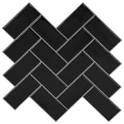 Pločica riblja kost 10 pcs Crna 30 x 30 cm Poliuretan i PET