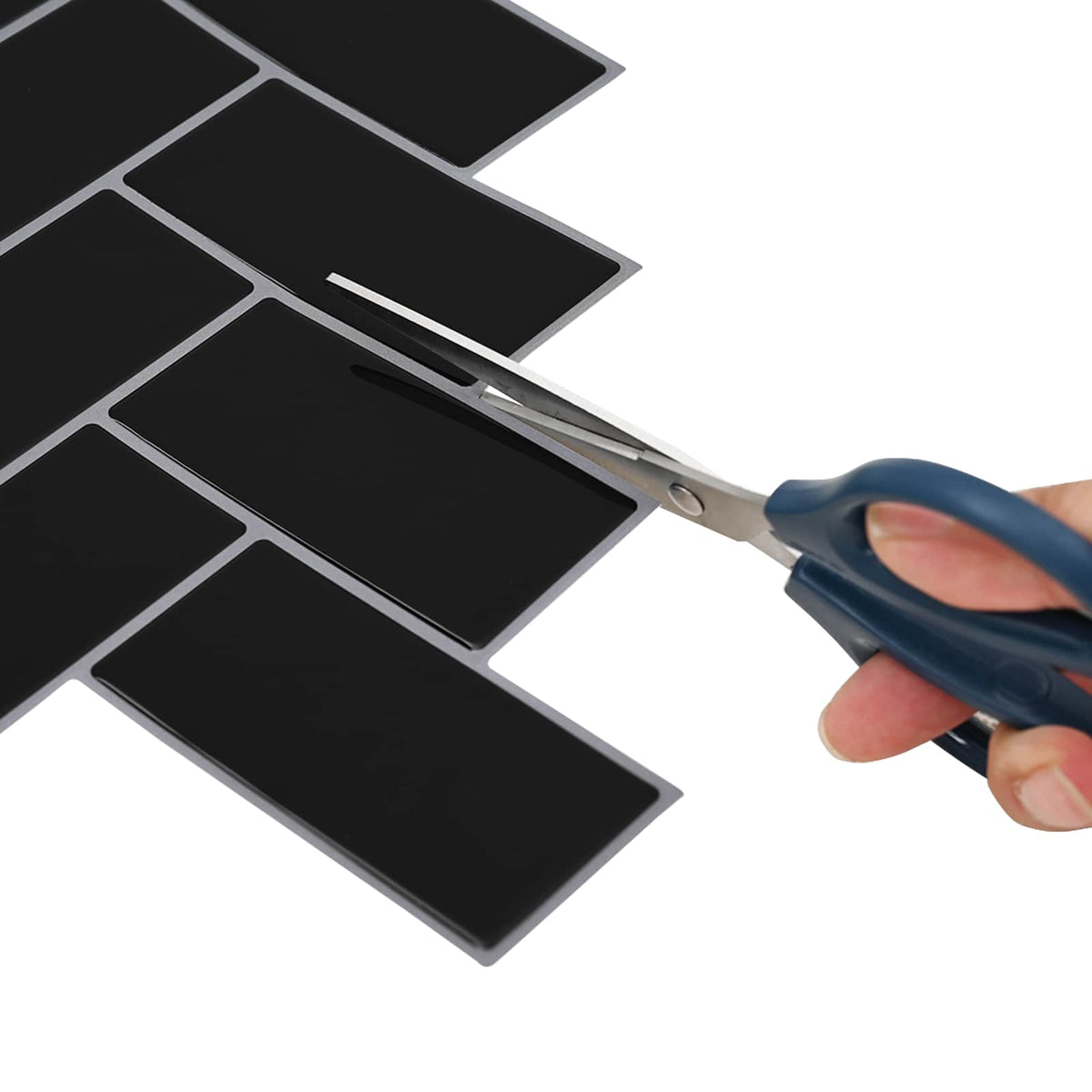 Pločica riblja kost 10 pcs Crna 30 x 30 cm Poliuretan i PET