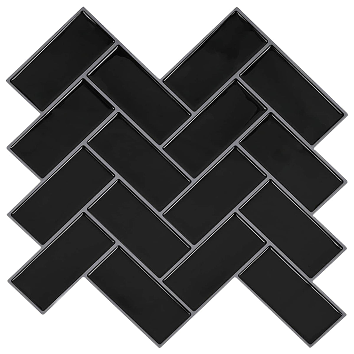 Pločica riblja kost 10 pcs Crna 30 x 30 cm Poliuretan i PET