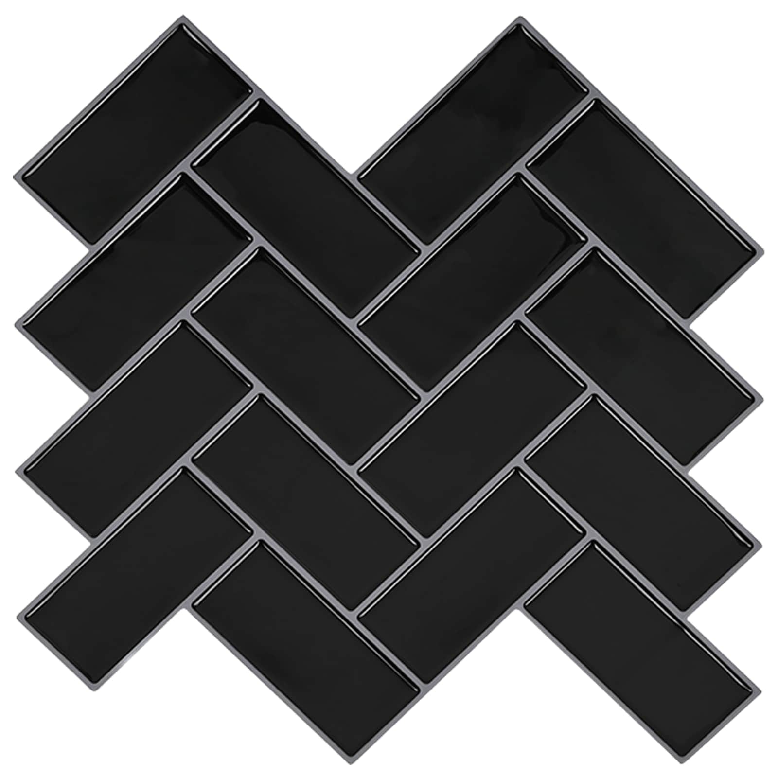Pločica riblja kost 10 pcs Crna 30 x 30 cm Poliuretan i PET