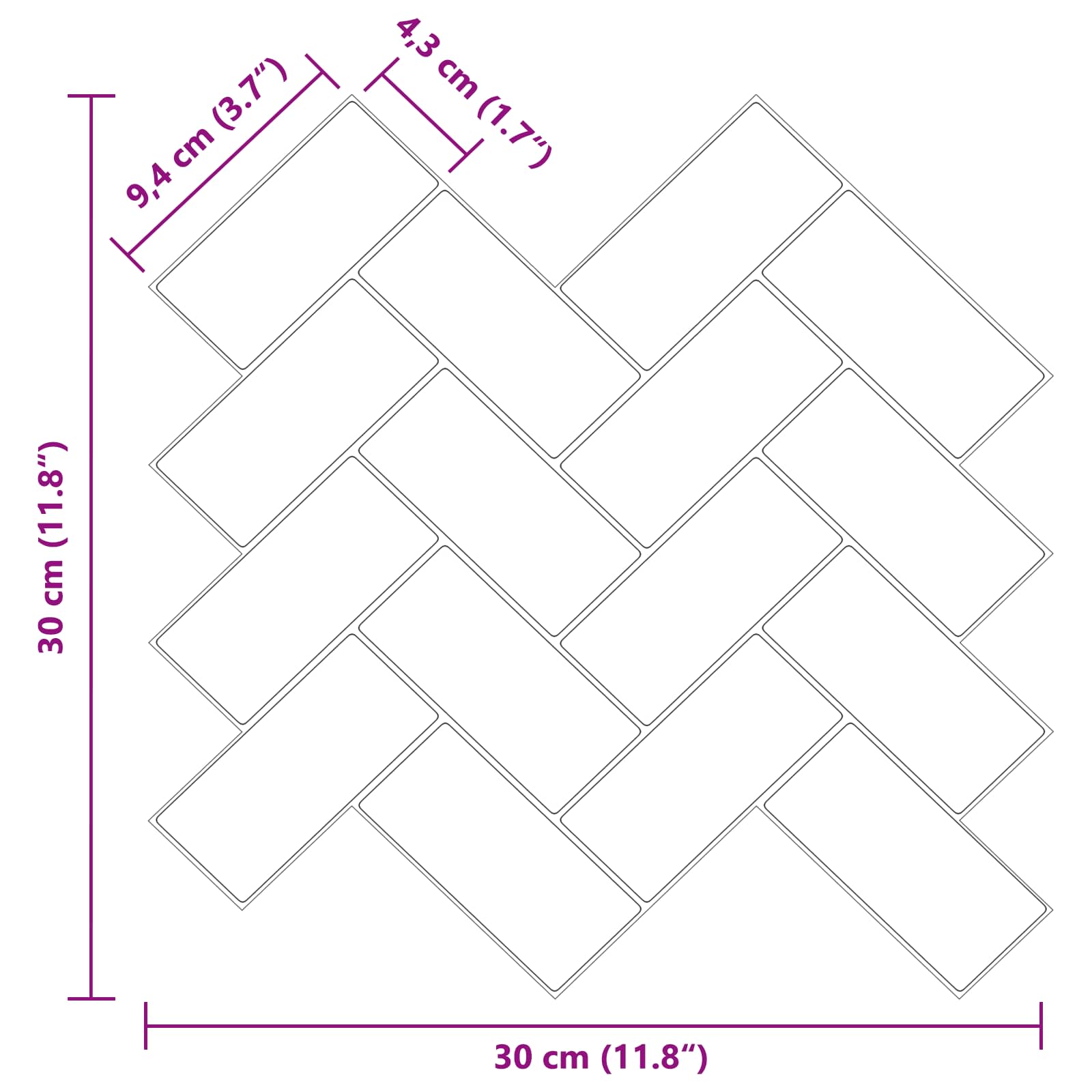 Pločica riblja kost 10 pcs Crna 30 x 30 cm Poliuretan i PET