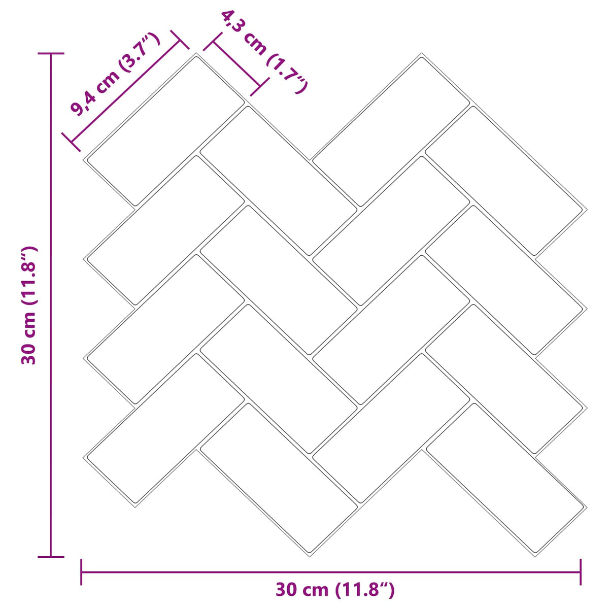 Pločica riblja kost 10 pcs Tamnozelena 30 x 30 cm