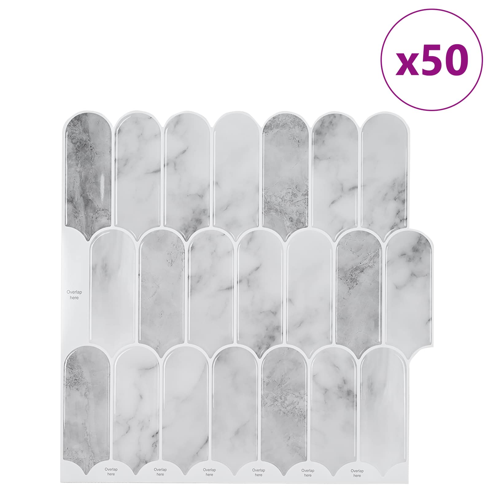 Pernata pločica 50 pcs Sivi mramor 30 x 30 cm Poliuretan i PET