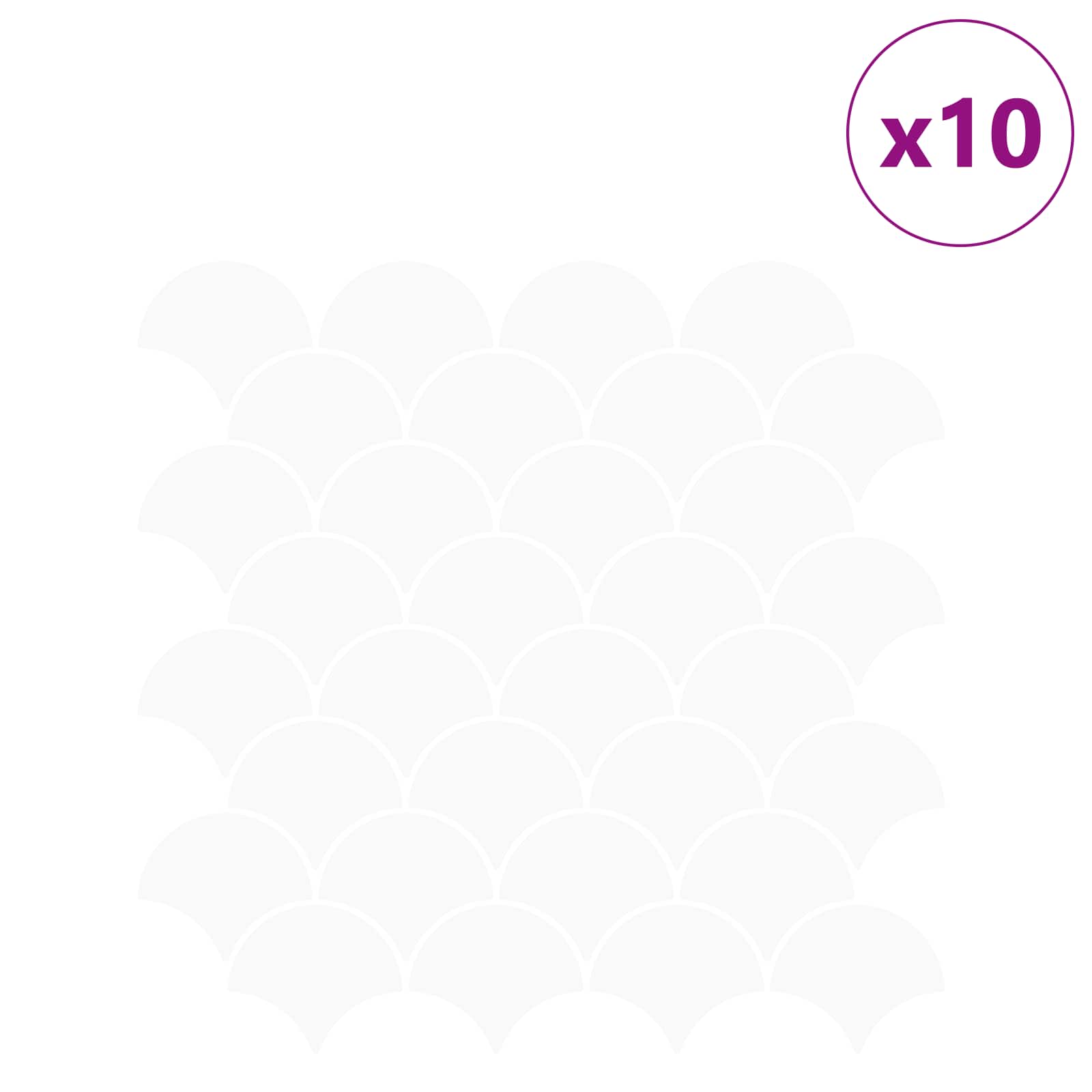 Pločica riblje ljuske 10 pcs Bijela 30 x 30 cm Poliuretan i PET