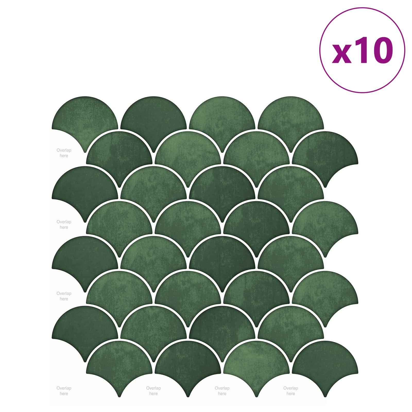 Pločica riblje ljuske 10 pcs Tamnozelena 30 x 30 cm