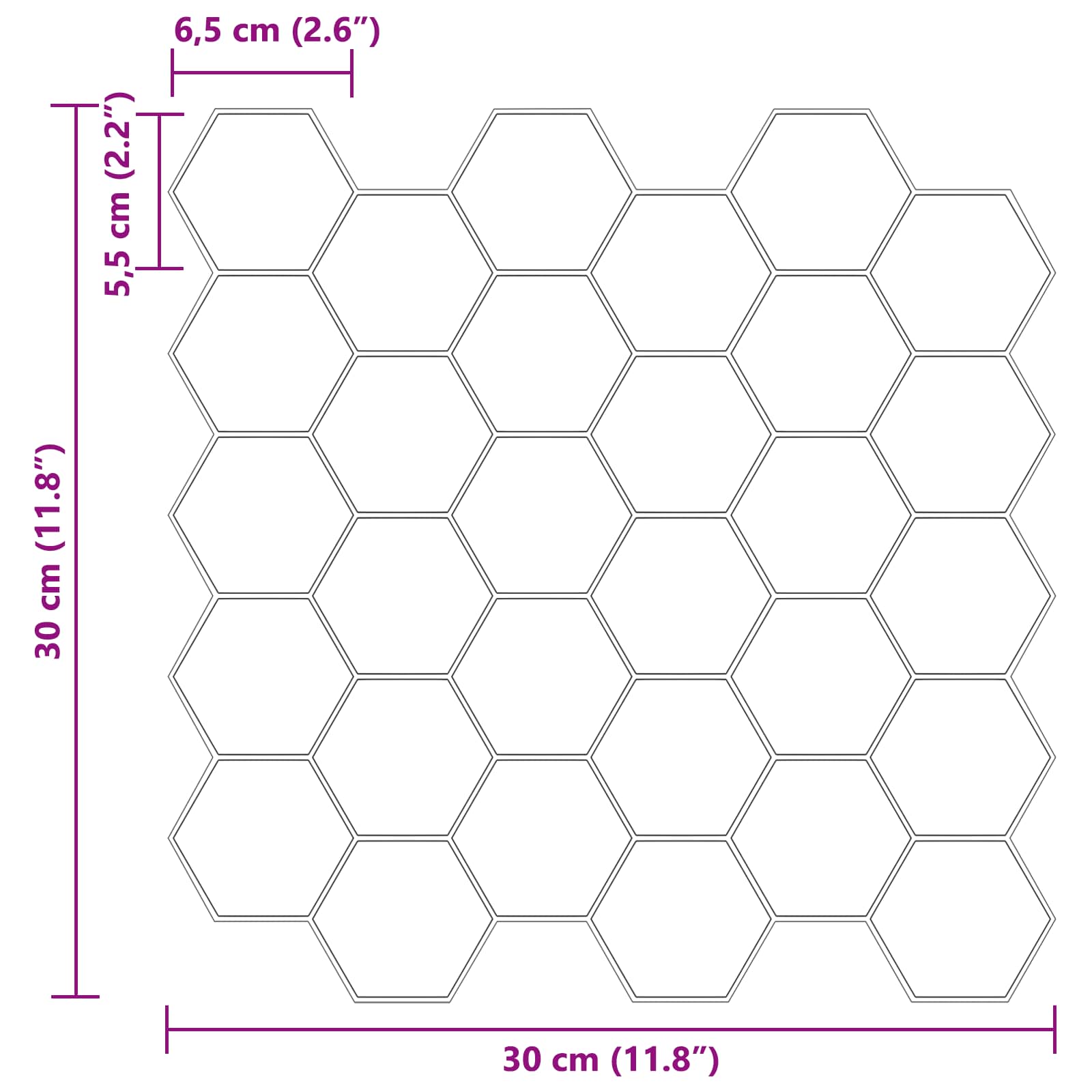 Heksagonska pločica 10 pcs Siva 30 x 30 cm Poliuretan i PET