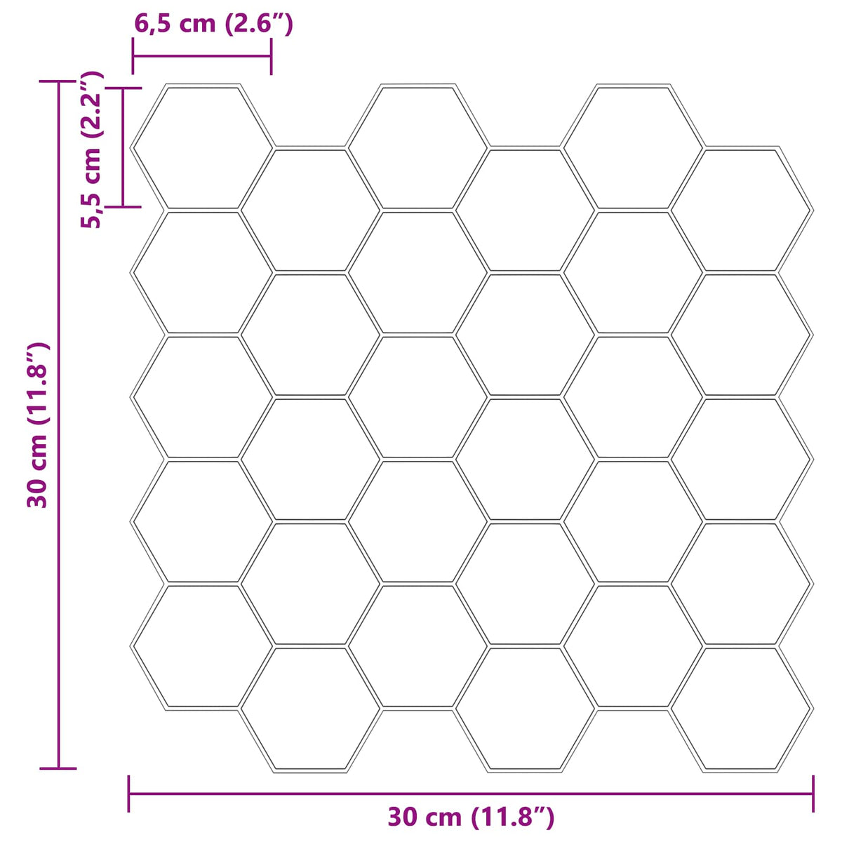 Heksagonska pločica 50 pcs Siva 30 x 30 cm Poliuretan i PET