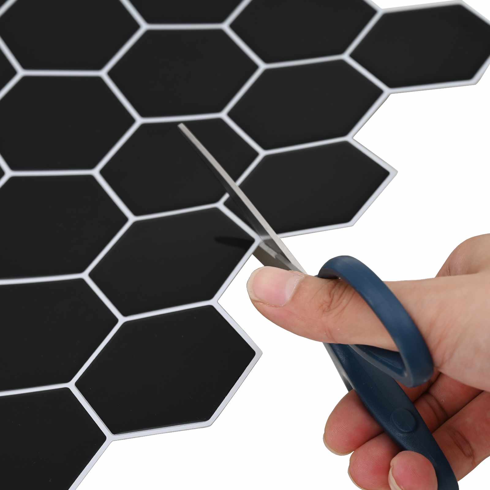 Heksagonska pločica 10 pcs Crna 30 x 30 cm Poliuretan i PET