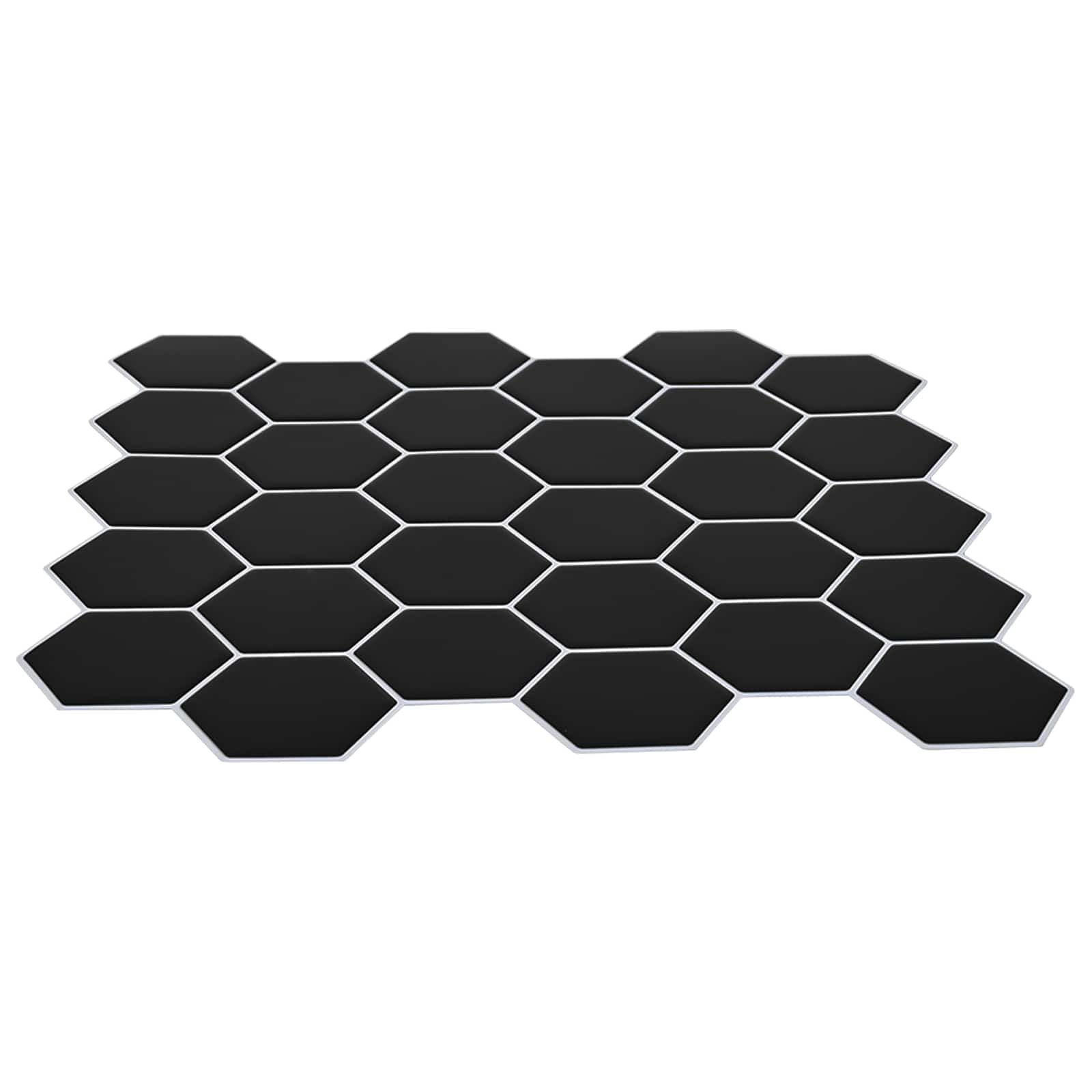 Heksagonska pločica 10 pcs Crna 30 x 30 cm Poliuretan i PET