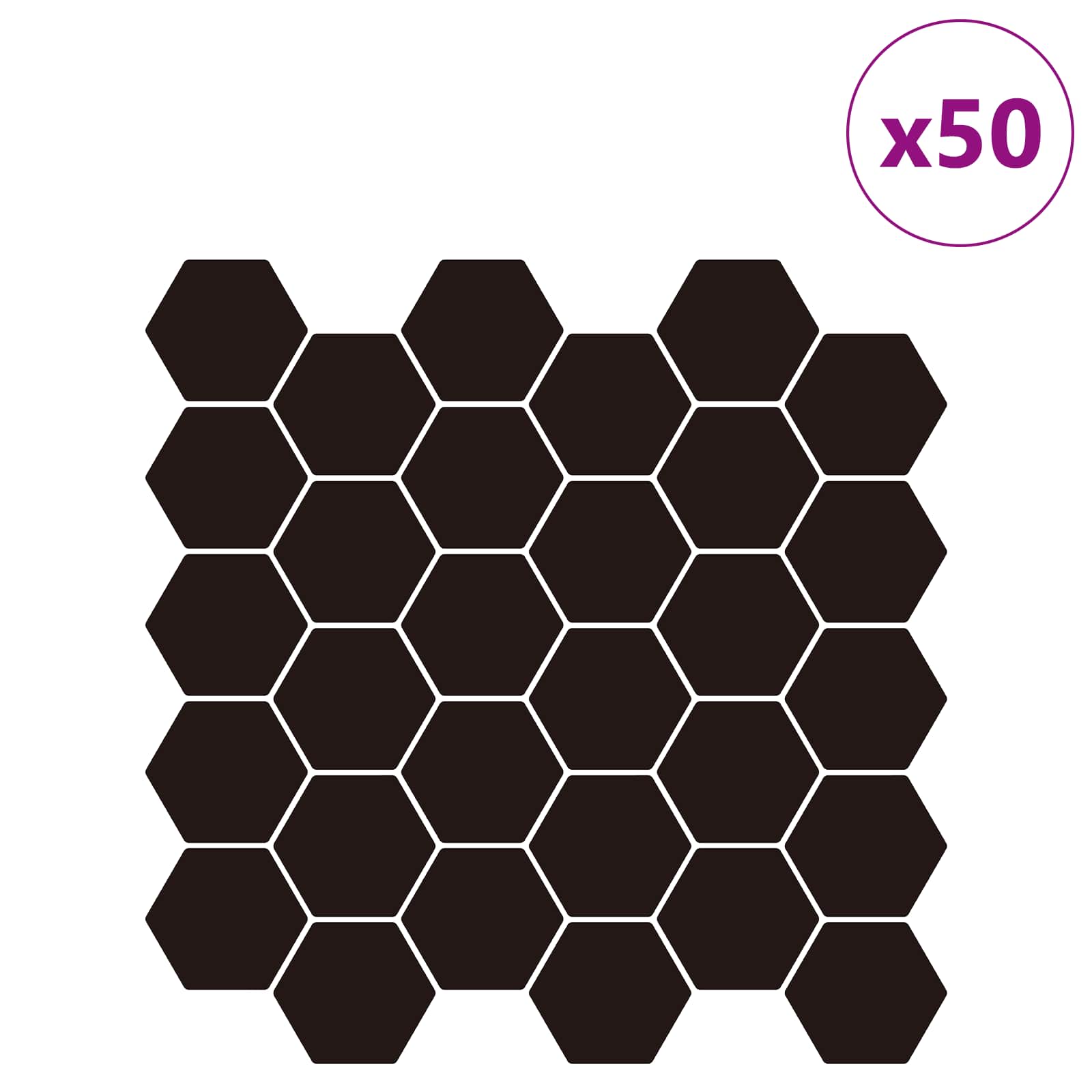 Heksagonska pločica 50 pcs Crna 30 x 30 cm Poliuretan i PET