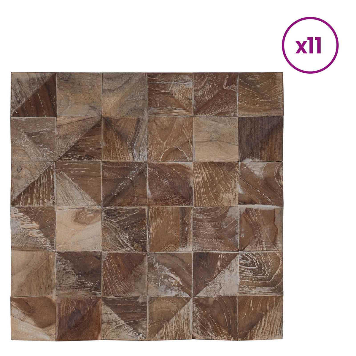 Zidne panele 11 kom. Bjeljen 30 x 30 x 1,7 cm Čvrsto teak drvo